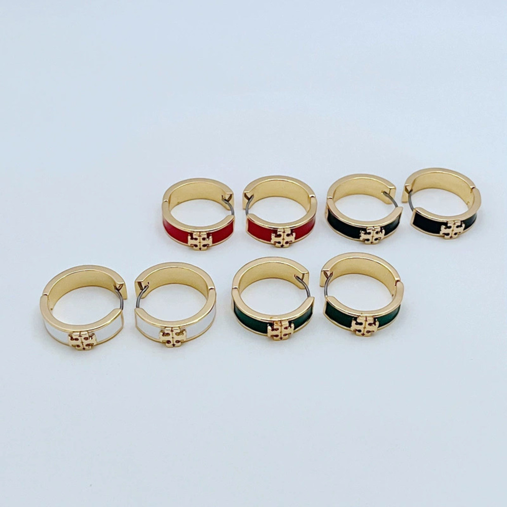 Tory Burch Gold Plated Enamel Cross Earrings